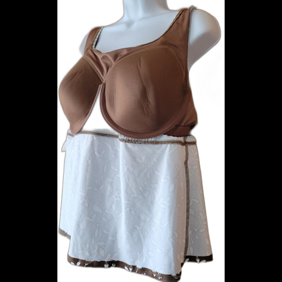 Swim Top Brown Floral 1X 18W Underwire Lands' End Underwire Wide Straps S314 - Picture 8 of 11